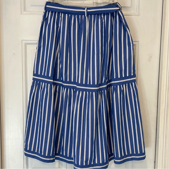 J Crew Womens Blue White Stripe Button Front A-Line Midi Lined Cotton Skirt Sz 4 - Picture 6 of 11
